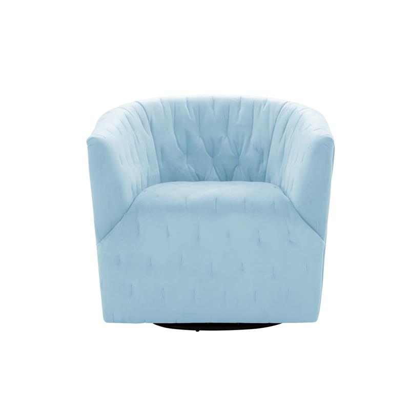 Grecia  Accent  Chair  Light  Blue  Velvet  Upholstered  Tufted
