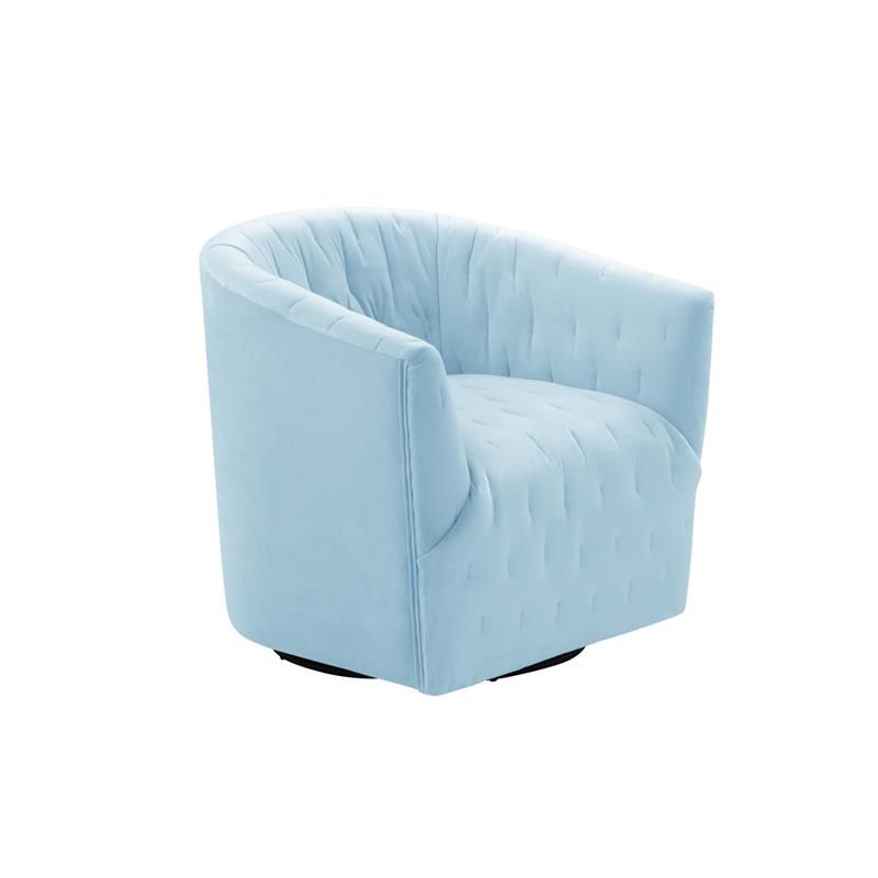 Grecia  Accent  Chair  Light  Blue  Velvet  Upholstered  Tufted