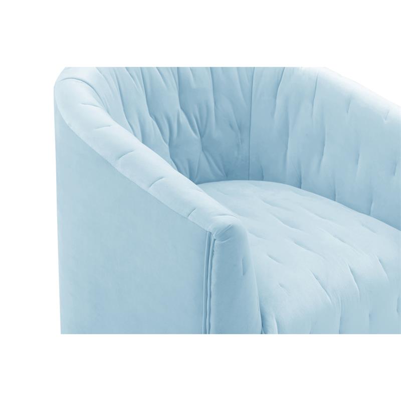 Grecia  Accent  Chair  Light  Blue  Velvet  Upholstered  Tufted