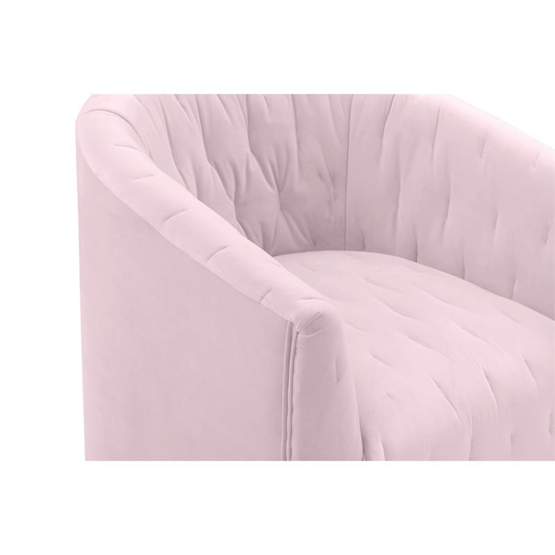 Grecia  Accent  Chair  Blush  Velvet  Upholstered  Tufted