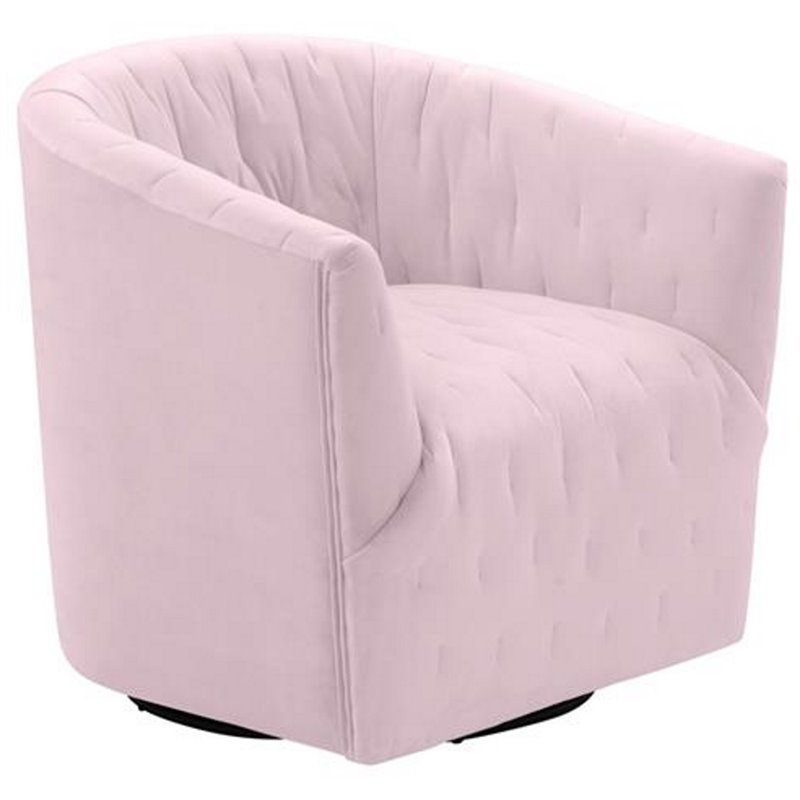 Grecia  Accent  Chair  Blush  Velvet  Upholstered  Tufted