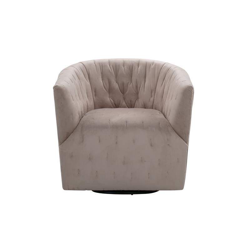 Grecia  Accent  Chair  Taupe  Velvet  Upholstered  Tufted