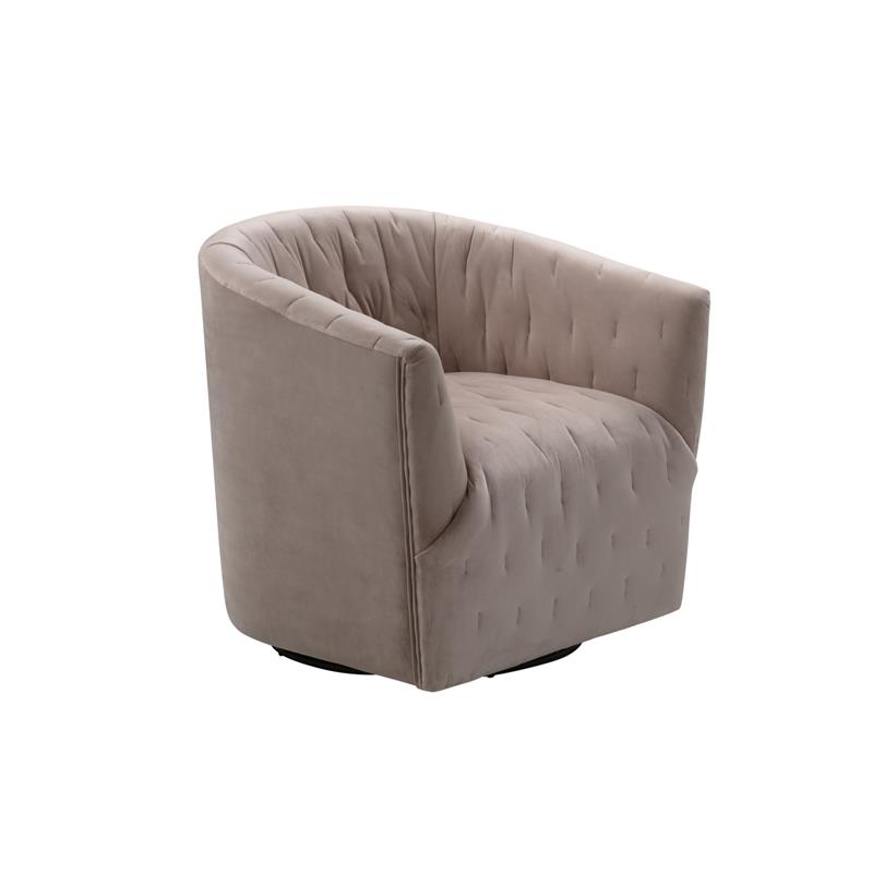Grecia  Accent  Chair  Taupe  Velvet  Upholstered  Tufted