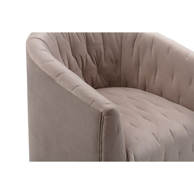 Grecia  Accent  Chair  Taupe  Velvet  Upholstered  Tufted
