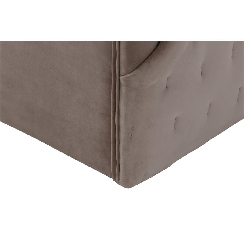 Grecia  Accent  Chair  Taupe  Velvet  Upholstered  Tufted