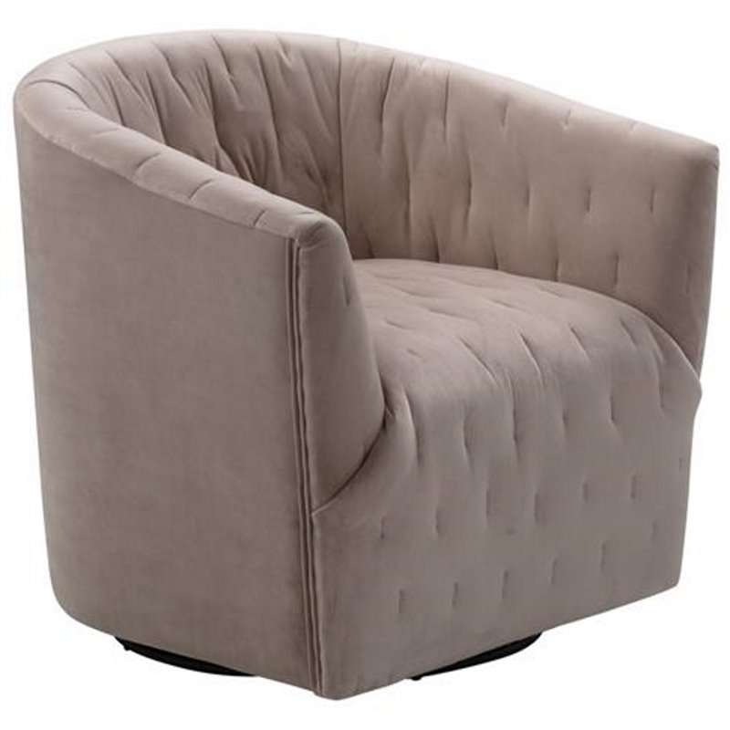 Grecia  Accent  Chair  Taupe  Velvet  Upholstered  Tufted
