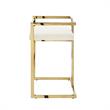 Kamiya  Bar  Stool  Cream White/Gold Velvet  Geometric  Frame  Upholstered