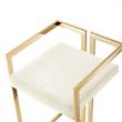 Kamiya  Bar  Stool  Cream White/Gold Velvet  Geometric  Frame  Upholstered