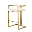 Kamiya  Bar  Stool  Cream White/Gold Velvet  Geometric  Frame  Upholstered