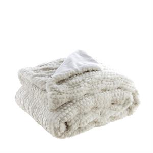 Zaynab Throw Ivory Acrylic 50&quotx60&quot Extra Soft Silk Touch Honeycomb Texture