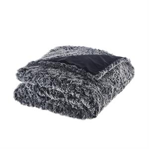 Avraham  Throw  Black  Polyester  50&quotx60&quot  Two  Tone  Shaggy