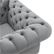 Arlette Club Chair Gray Velvet Button Tufted Gold Nailhead Trim Sinuous Springs