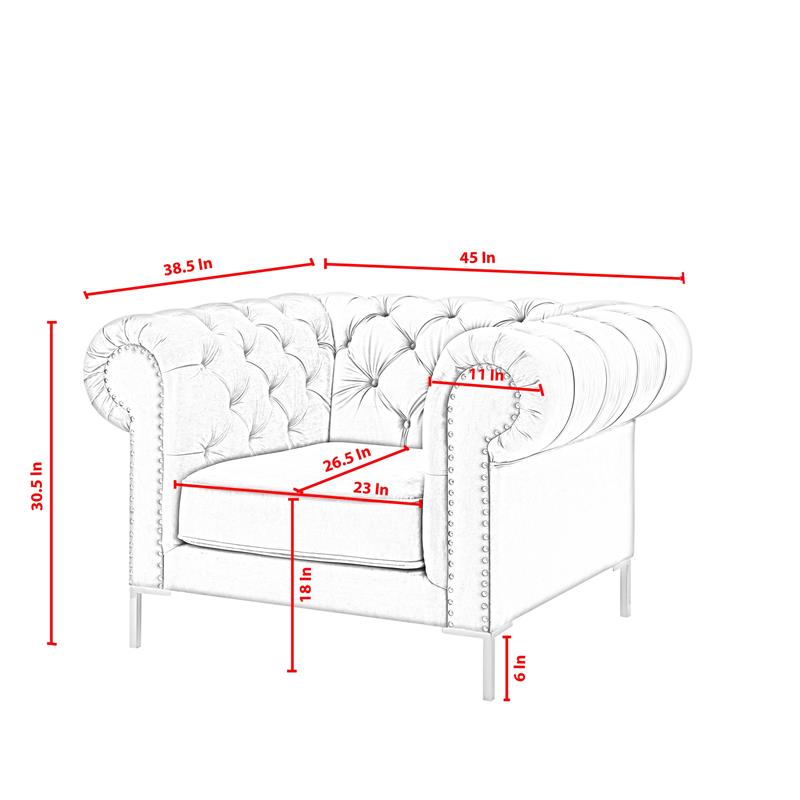 Arlette Club Chair Rust Velvet  Button Tufted Gold Nailhead Trim Sinuous Springs
