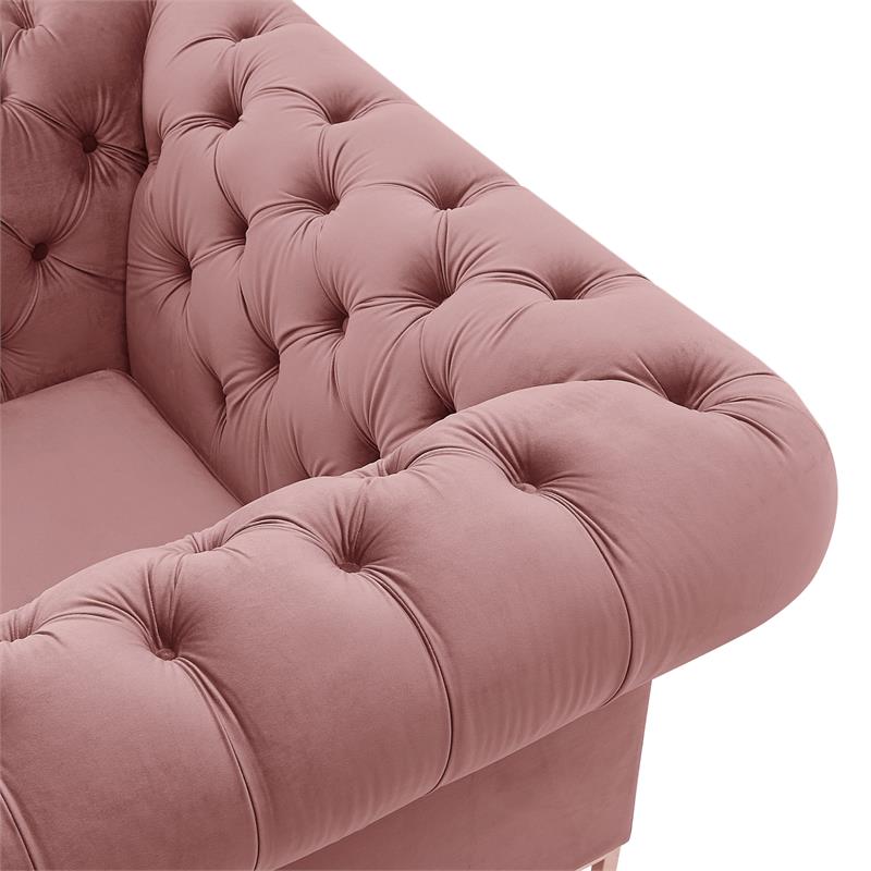 Arlette Club Chair Rust Velvet  Button Tufted Gold Nailhead Trim Sinuous Springs