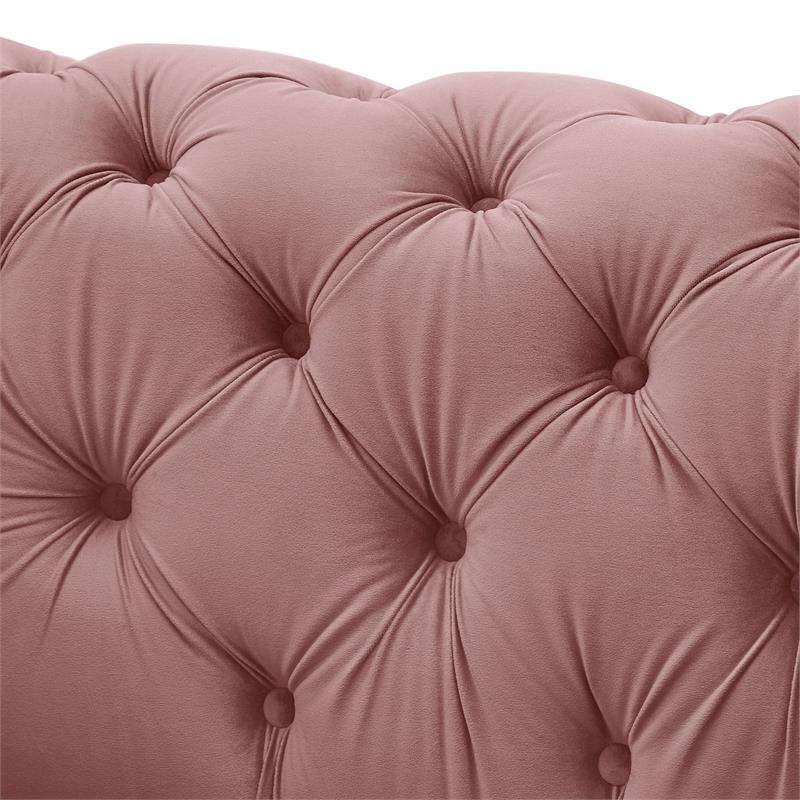 Arlette Club Chair Rust Velvet  Button Tufted Gold Nailhead Trim Sinuous Springs