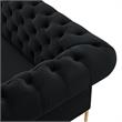 Arlette Sofa Black Velvet  Button Tufted Gold Nailhead Trim Sinuous Springs