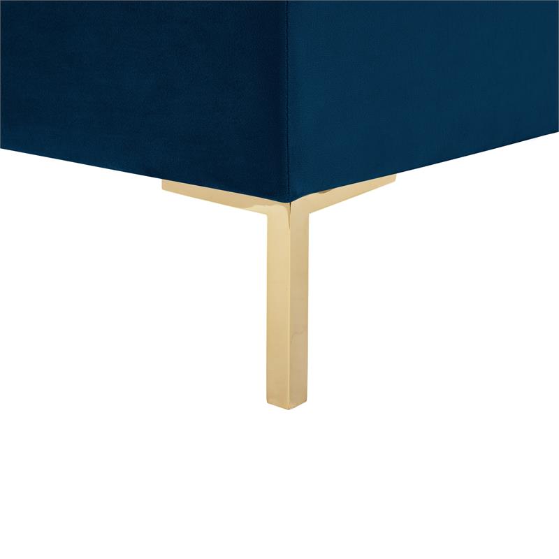 Arlette Sofa Navy Velvet  Button Tufted Gold Nailhead Trim Sinuous Springs