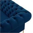 Arlette Sofa Navy Velvet  Button Tufted Gold Nailhead Trim Sinuous Springs