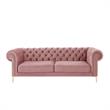 Arlette Sofa Rust Velvet  Button Tufted Gold Nailhead Trim Sinuous Springs