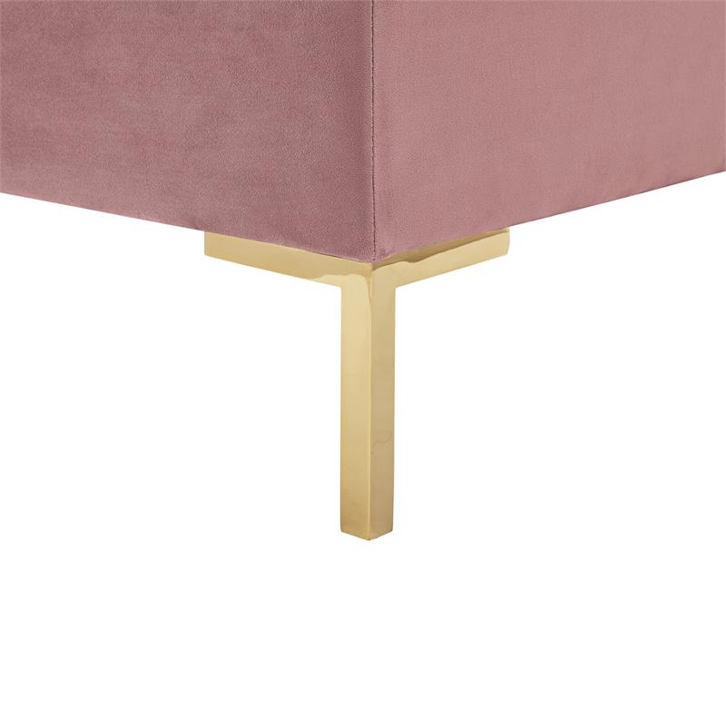 Arlette Sofa Rust Velvet  Button Tufted Gold Nailhead Trim Sinuous Springs