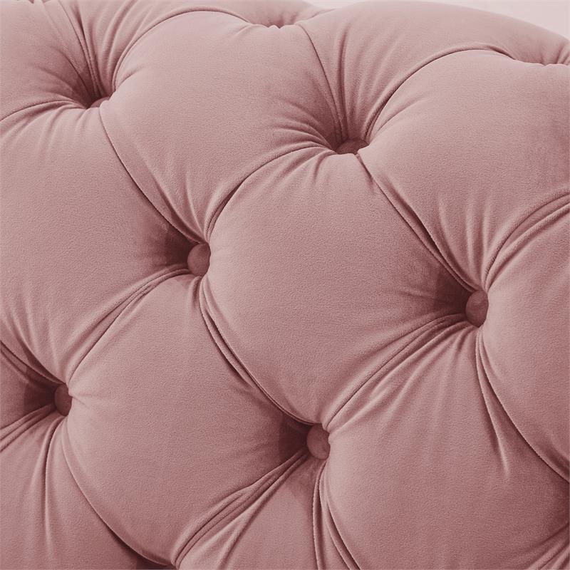 Arlette Sofa Rust Velvet  Button Tufted Gold Nailhead Trim Sinuous Springs