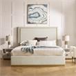 Creed Bed Beige Velvet King Upholstered Powder Coated Gold Frame and Base