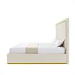 Creed Bed Beige Velvet King Upholstered Powder Coated Gold Frame and Base