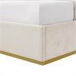Creed Bed Beige Velvet King Upholstered Powder Coated Gold Frame and Base