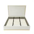Creed Bed Beige Velvet Queen Upholstered Powder Coated Gold Frame and Base