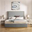 Creed Bed Grey Velvet King Upholstered Powder Coated Gold Frame and Base