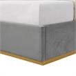 Creed Bed Grey Velvet King Upholstered Powder Coated Gold Frame and Base