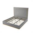 Creed Bed Grey Velvet Queen Upholstered Powder Coated Gold Frame and Base