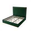 Creed Bed Hunter Green Velvet King Upholstered Powder Coated Gold Frame and Base