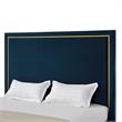 Creed Bed Navy Velvet King Upholstered Powder Coated Gold Frame and Base