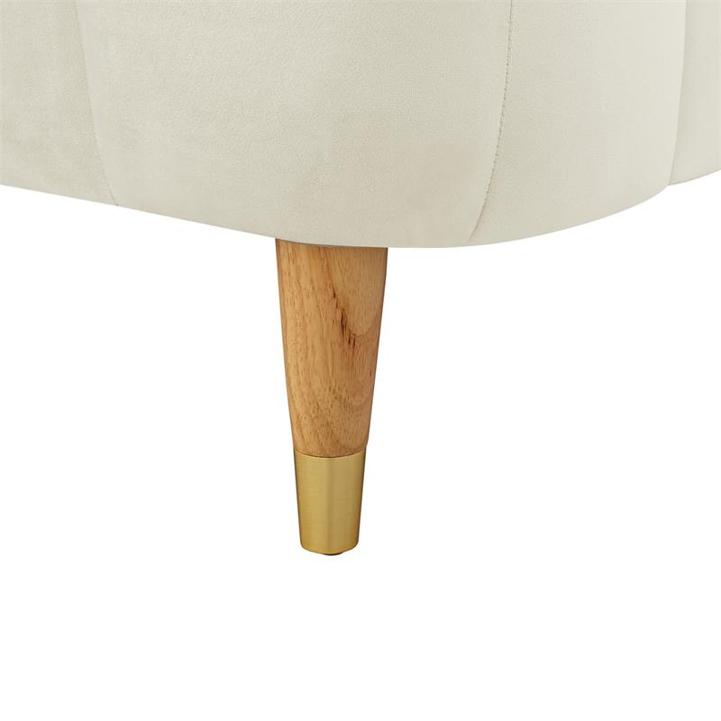 Aubreigh Bed Beige Velvet King Upholstered Channel Tufted