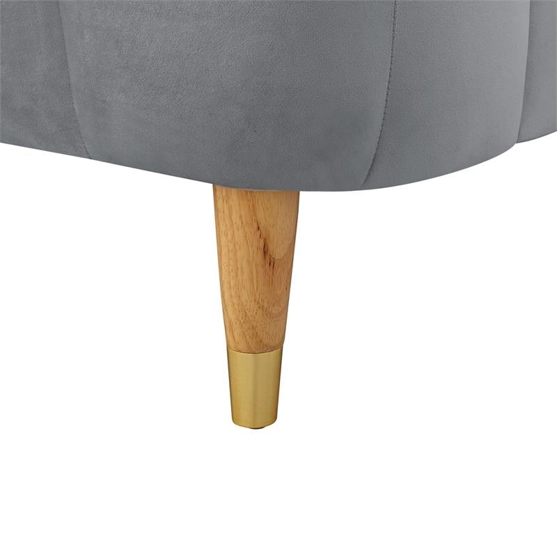 Aubreigh Bed Grey Velvet King Upholstered Channel Tufted