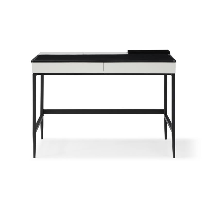 Floyd Eucalyptus Wood Desk Black/White 43.3L x 21.6W x 30H 2 Storage Drawers