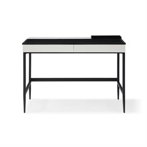 Floyd Eucalyptus Wood Desk Black/White 43.3L x 21.6W x 30H 2 Storage Drawers
