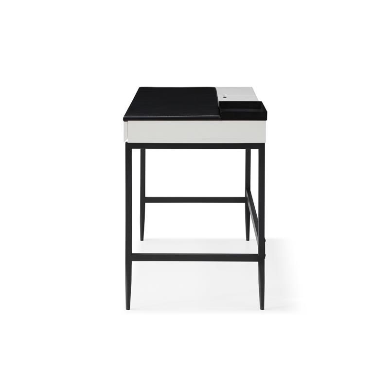 Floyd Eucalyptus Wood Desk Black/White 43.3L x 21.6W x 30H 2 Storage Drawers