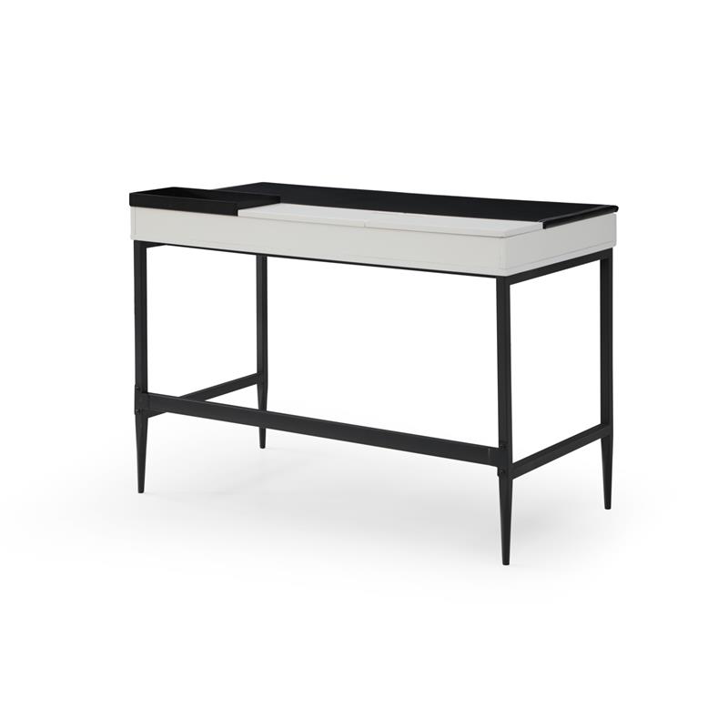 Floyd Eucalyptus Wood Desk Black/White 43.3L x 21.6W x 30H 2 Storage Drawers