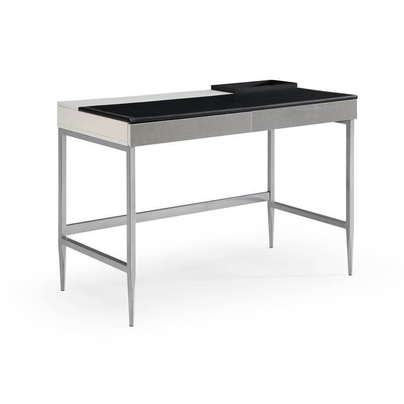 Floyd Eucalyptus Wooden Desk Black/Grey 43.3L x 21.6W x 30H 2 Storage Drawers