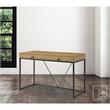 Emelyn Wooden Desk Natural/Black 47.2L x 19.7W x 30H 2 Storage Leather Drawer