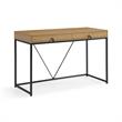 Emelyn Wooden Desk Natural/Black 47.2L x 19.7W x 30H 2 Storage Leather Drawer