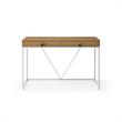 Emelyn Wooden Desk Natural/White 47.2L x 19.7W x 30H 2 Storage Leather Drawer