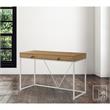 Emelyn Wooden Desk Natural/White 47.2L x 19.7W x 30H 2 Storage Leather Drawer