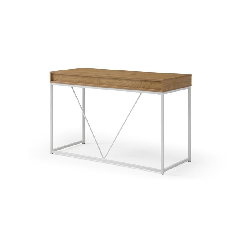 Emelyn Wooden Desk Natural/White 47.2L x 19.7W x 30H 2 Storage Leather Drawer