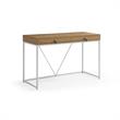 Emelyn Wooden Desk Natural/White 47.2L x 19.7W x 30H 2 Storage Leather Drawer