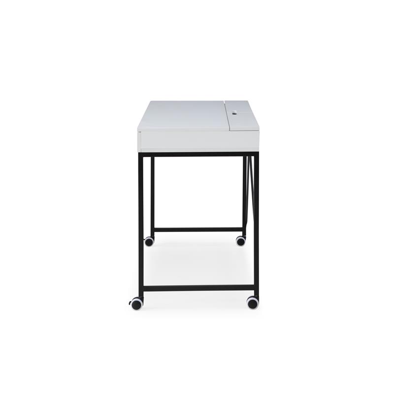 Marcelino Wooden Desk White/Black 43.3L x 21.6W x 30H 2 Storage Drawers