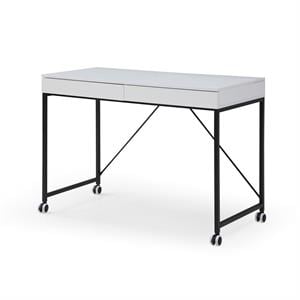 Marcelino Wooden Desk White/Black 43.3L x 21.6W x 30H 2 Storage Drawers