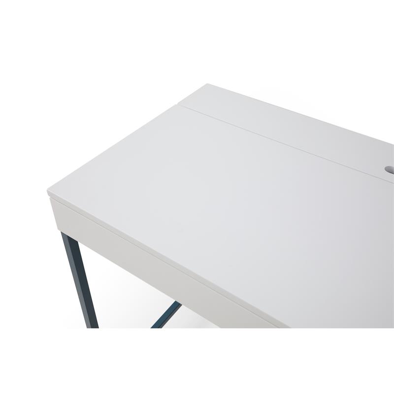 Marcelino Wooden Desk White/Navy 43.3L x 21.6W x 30H 2 Storage Drawers